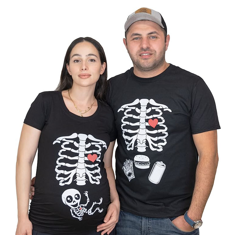 Baby Food Age - Macierzyństwo Halloween szkielet koszulki para x-ray