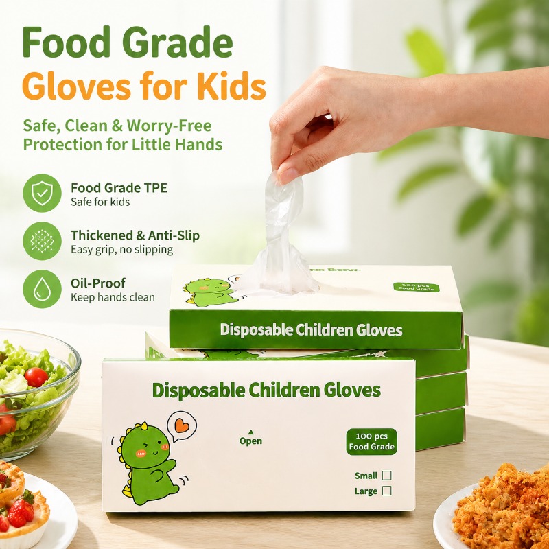 Baby Food Catering - Jednorazowe rękawiczki TPE dla dzieci, spożywcze,